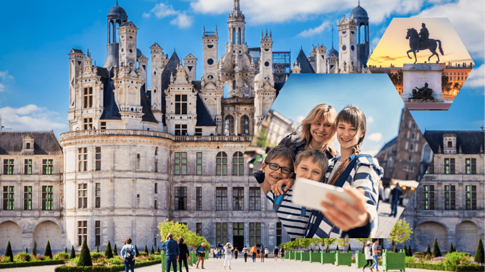 Chateau de Chambord, famille qui visite un lieu culturel et un monument historique